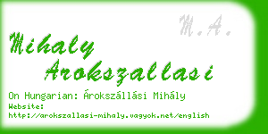 mihaly arokszallasi business card