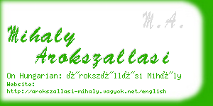 mihaly arokszallasi business card